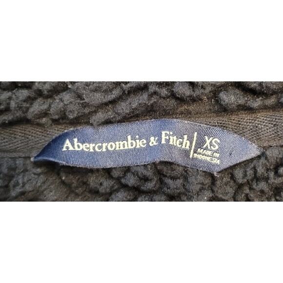Abercrombie & Fitch Open Front Jacket Women’s XS Black Sherpa Lined Coat EUC - Picture 6 of 10